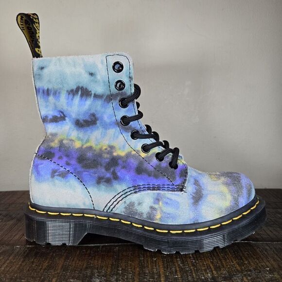 NEW Dr. Doc Martens 1460 Pascal Womens Size 6 Lace Up Boots Blue Tie Dye Suede - Picture 5 of 11